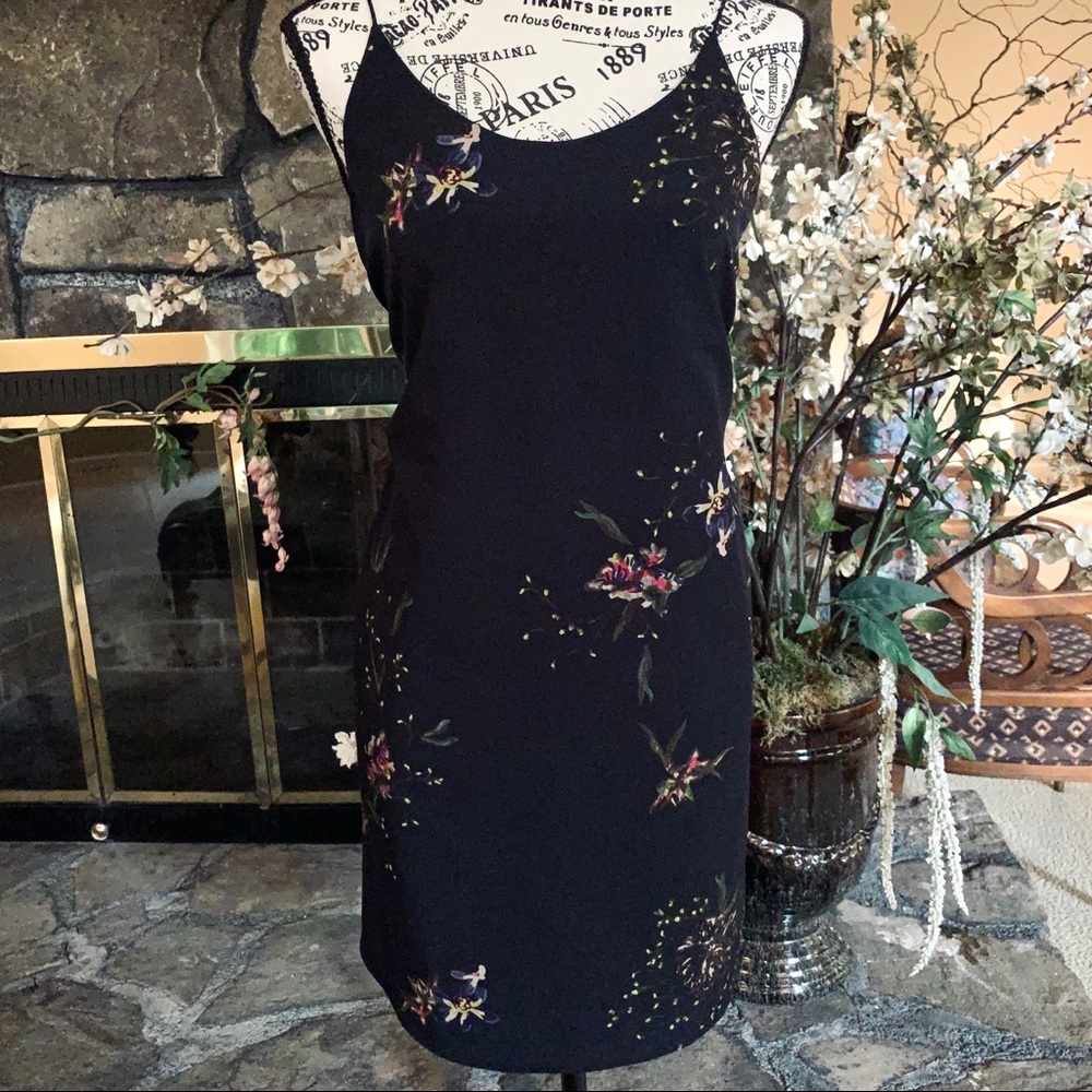 Navy Blue Dress With Floral Design NWOT